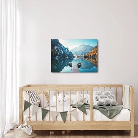 Obraz - Łodzie na jeziorze Braies (70x50 cm)