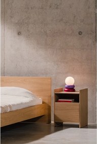 Czerwona/fioletowa lampa stołowa z litego drewna ze szklanym kloszem (wysokość 24 cm) Otem – noo.ma