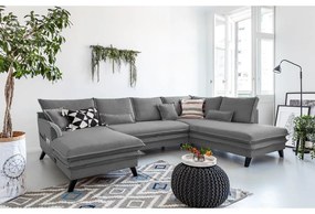 Ciemnoszara rozkładana sofa w kształcie litery "U" Miuform Charming Charlie, prawostronna