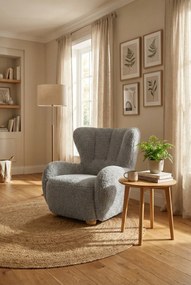 Szary fotel baranek w stylu skandynawskim F8-K85
