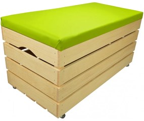 Pufa kufer skrzynia z kółkami drewniana sosnowa siedzisko 80cm naturalna