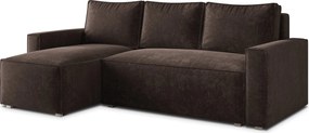 Masseno Narożnik POTARO z funkcją spania i pojemnikiem na pościel Narozniki L, Rozkładana sofa - Brązowy, LUMO 40
