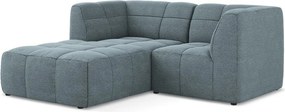 Niebieski narożnik z materiału bouclé (lewostronny/z szezlongiem) Aloha – Makamii