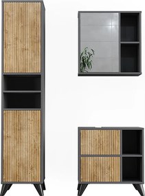 Zestaw mebli łazienkowych antracyt/dąb górski 60x30x62 leano