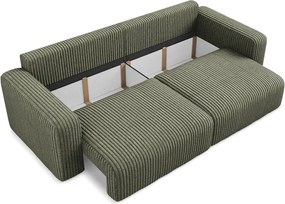Zielona sztruksowa rozkładana/ze schowkiem sofa 252 cm Kona – Makamii