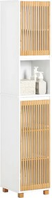 Wysoka szafka, kolumna łazienkowa z bambusowymi drzwiami BZR127-W