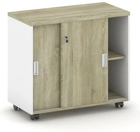 Szafka na kółkach MIRELLI 800 x 420 x 750, biały / dąb sonoma