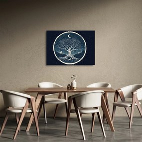 Obraz na szkle – Magiczne drzewo z jeleniem II. (70x50 cm)
