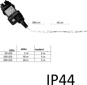 Zestaw 2 sztuk drutów świetlnych 50 LED - ciepła biel