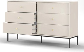Komoda MONDO 154 cm do Salonu Sypialni 6 Szuflad Odcienie beżu