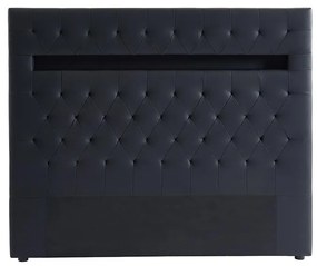 Zagłówek łóżka SUPERNOVA III - 160 cm - Diody LED - Czarna ekoskóra