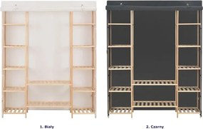 Materiałowa biała szafa z drewnianym stelażem W9-M26