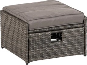 Zestaw Mebli Ogrodowych DELGADO Szary Sofa Fotele Pufy Stolik Technorattan Nowoczesny