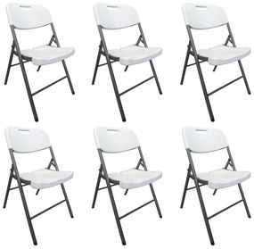 Krzesło cateringowe bankietowe do ogrodu składane tworzywo sztuczne kolor biały zestaw 6szt.
