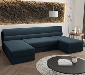 Granatowy narożnik z pojemnikiem na pościel - Torvesso