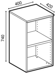 Szafa biurowa niska z drzwiami PRIMO WOOD, 740 x 400 x 420 mm, buk