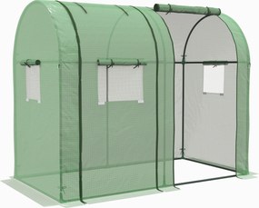 Mini tunel cieplarniany Outsunny, tunel dla roślin, z 2 strefami do uprawy, rolowane drzwi, 185 x 94 x 150 cm, Zielony