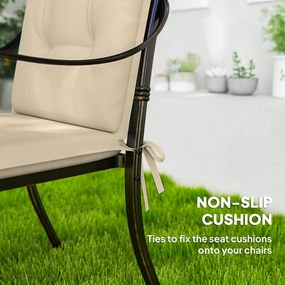 Outsunny Zestaw 4 Beżowych Poduszek na Krzesła 108 x 50 x 5 cm z Taśmami do Wewnątrz i Na Zewnątrz