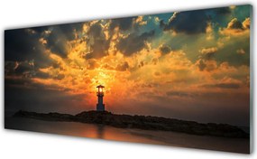 Panel Szklany do Kuchni Latarnia Na Skalistym Brzegu