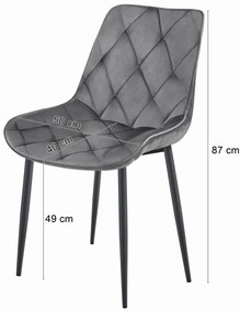 Aksamitne krzesło do jadalni TOR, ciemnoszare