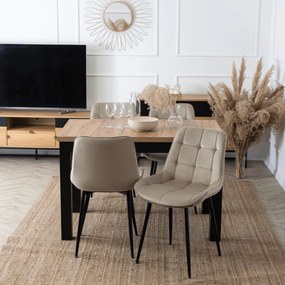 Stół Prostokątny Rozkładany SKUBI 120-160 cm Dąb Craft/Czarny Nowoczesny Loft