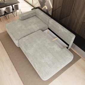 Masseno Narożnik AVINI z funkcją spania i pojemnikiem na pościel Narozniki L, Rozkładana sofa - Jasnoszary, TILIA 83