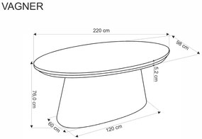 Stół owalny VAGNER 220x98 orzech HALMAR