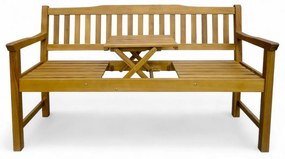 Drewniana ławka ze stolikiem Eva, 150 x 60 x 88 cm