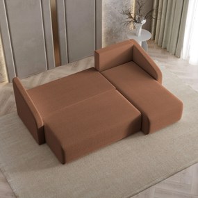 Masseno Narożnik MARELLO z funkcją spania i pojemnikiem na pościel Narozniki L, Rozkładana sofa - Miedziany, QUELLE 54