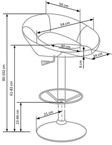 H15 hoker czarny, regulowana wysokość, eco skóra, krzesło barowe stołek