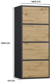 Nowoczesny regał zamykany antracyt + dąb artisan C2-L55