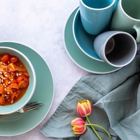 Mäser Zestaw naczyń stołowych 24 szt. ELISSA – turkusowy połysk