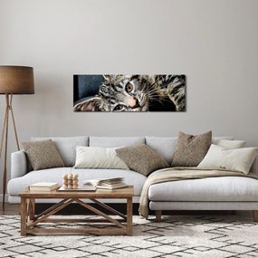 Obraz - Kotek (z zegarem) (90x30 cm)