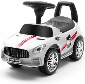 Baby Mix Odpychacz dla dzieci z dźwiękiem Racer, biały
