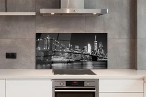 Panel szklany do Kuchni Nocna Panorama Mostu i Miasta