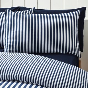 Ciemnoniebieska flanelowa pościel dwuosobowa 230x220 cm Stripe – Catherine Lansfield