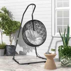 Outsunny Stojak do fotela wiszącego Stojak do fotela bujanego, 133 cm x 116 cm x 195/230 cm, Czarny