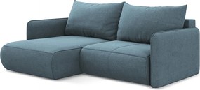 Narożnik lewostronny z funkcją spania - z tkaniny strukturalnej - jasny niebieski - NANEA