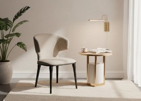 Stylowe krzesło do jadalni Serene, miękka beżowa tkanina, wygoda, solidne wykonanie, idealne do wnętrz z charakterem.