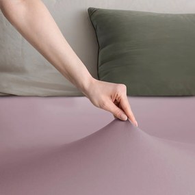 Szaroróżowe dżersejowe prześcieradło z gumką 180x200 cm Amber – Restilo