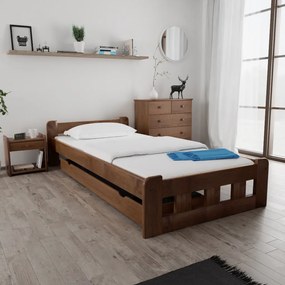 Łóżko Naomi podwyższone 120 x 200 cm, dąb Stelaż: Ze stelażem listwowym rolowanym, Materac: Bez materaca