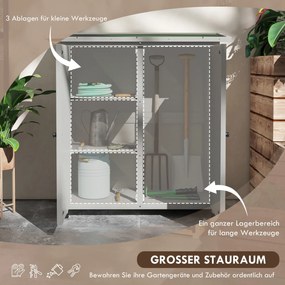 Outsunny Szafka na Narzędzia z Drewna z 2 Drzwiami, Szopa z Dachem z Asfaltu, 110 x 55 x 117 cm, Jasnoszary