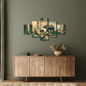 Obraz - Niedźwiedzie w lesie (125x70 cm)