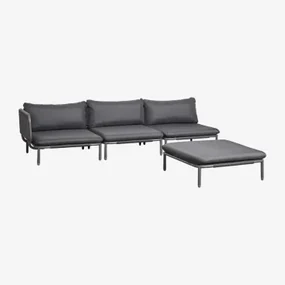 3-częściowa Modułowa Narożna Sofa Ogrodowa I Worek Fasoli Roubly Grafitowa Szarość - Sklum
