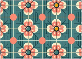 Obraz - Retro wzór z kwiatami (70x50 cm)