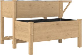 Outsunny Podwyższona grządka dwupoziomowa z wkładką z włókniny, drewno 119,5 x 102 x 76,5 cm jasnobrązowa | Aosom PL