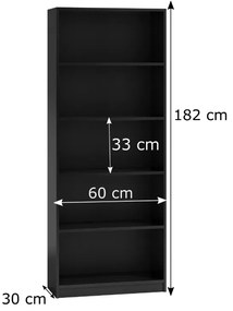 Regał na książki, półki, Onyx R60 CZARNY