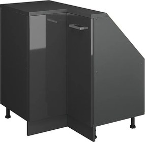 Narożna szafka kuchenna na dach skośny antracyt wysoki połysk 75.6x75.6x81.6 r-line