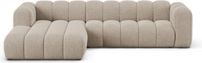 Beżowy narożnik z tkaniny szenilowej (lewostronny/z szezlongiem) Lupine – Micadoni