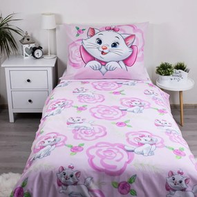 Różowa bawełniana pościel dziecięca jednoosobowa 140x200 cm Marie Cat "Pink" – Jerry Fabrics